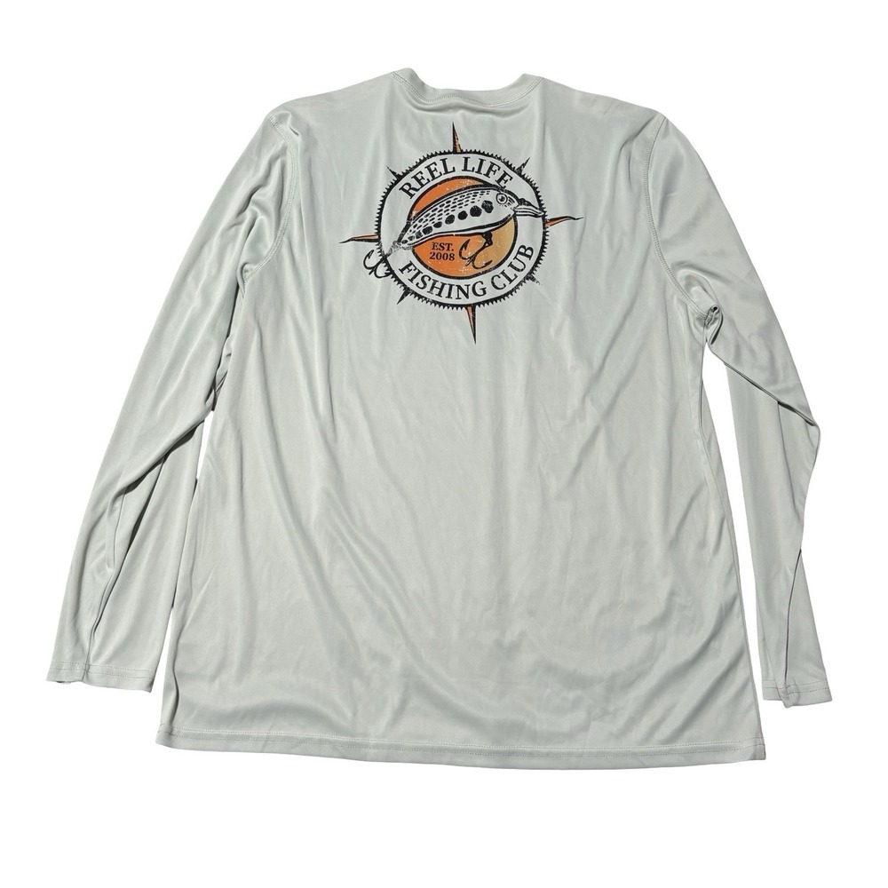 Reel Life Men's Long Sleeve Performance Outdoor Fishing Shirt Green Sz XXL 24x31
